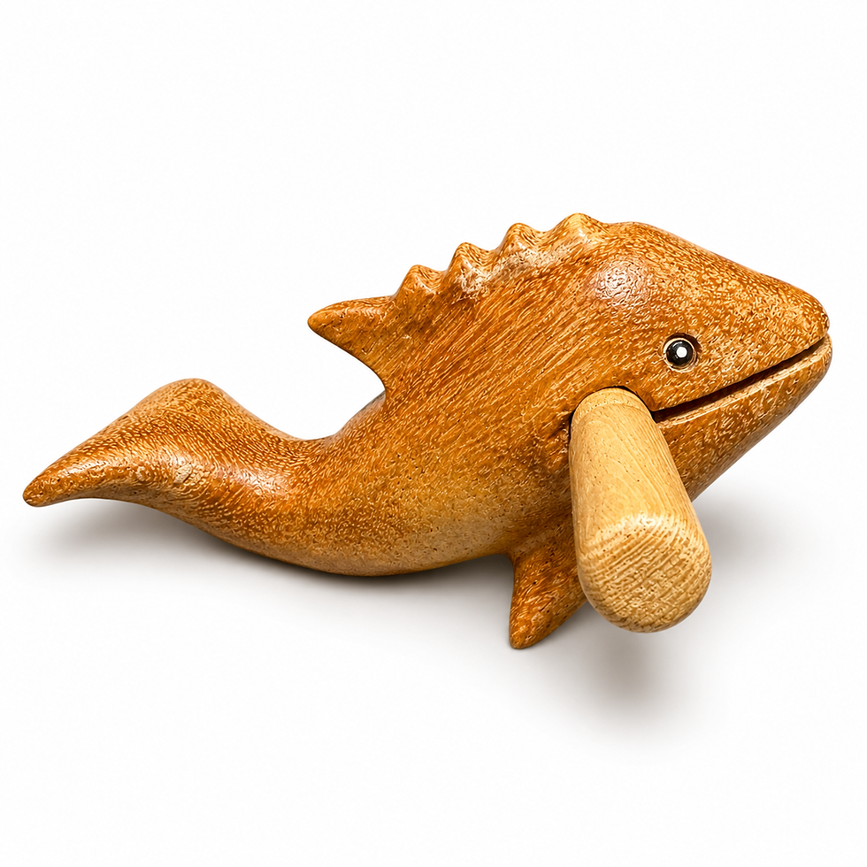 Handcrafted 4 inch wooden dolphin musical percussion instrument