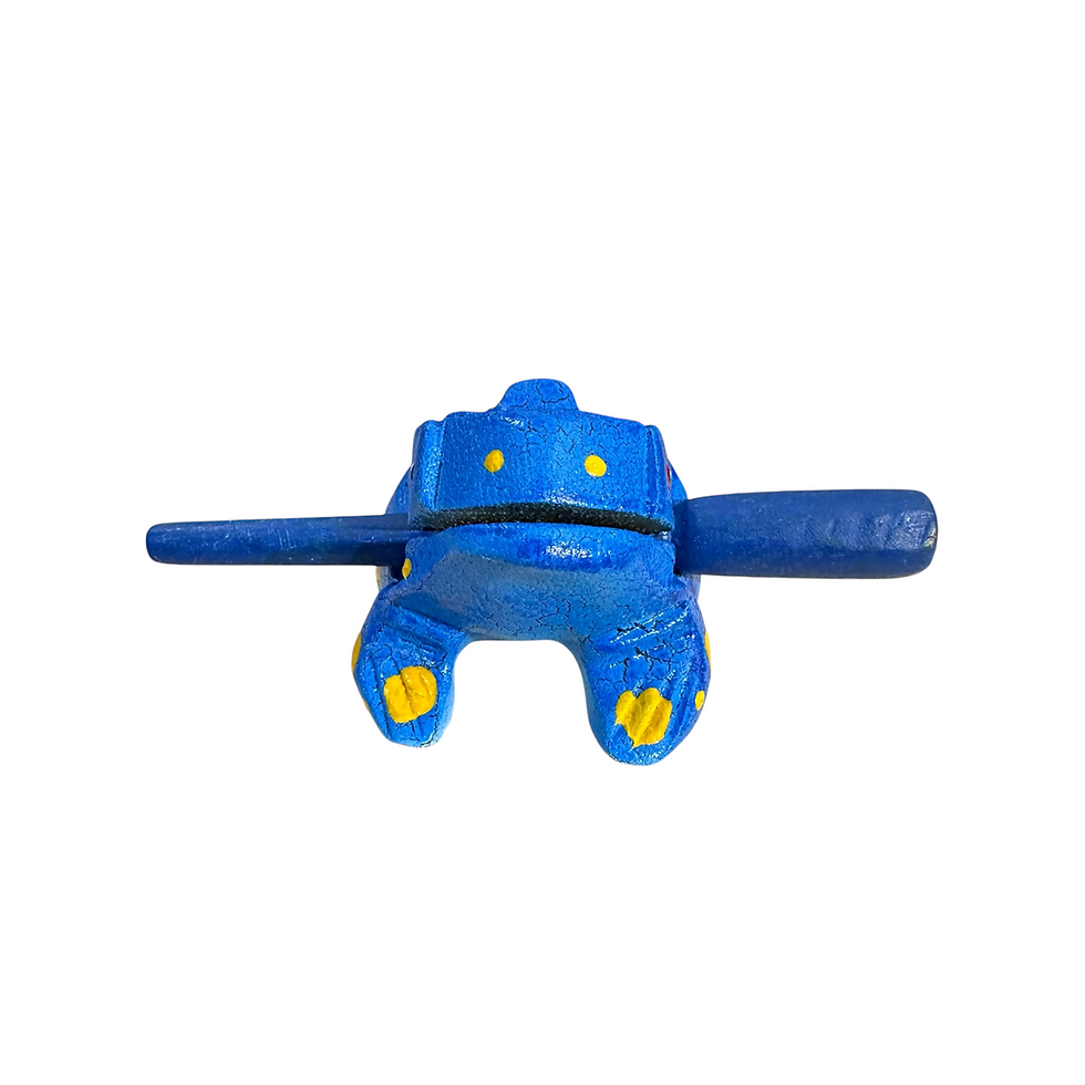 Thumbnail: Blue 1.5 inch wooden musical frog percussion instrument