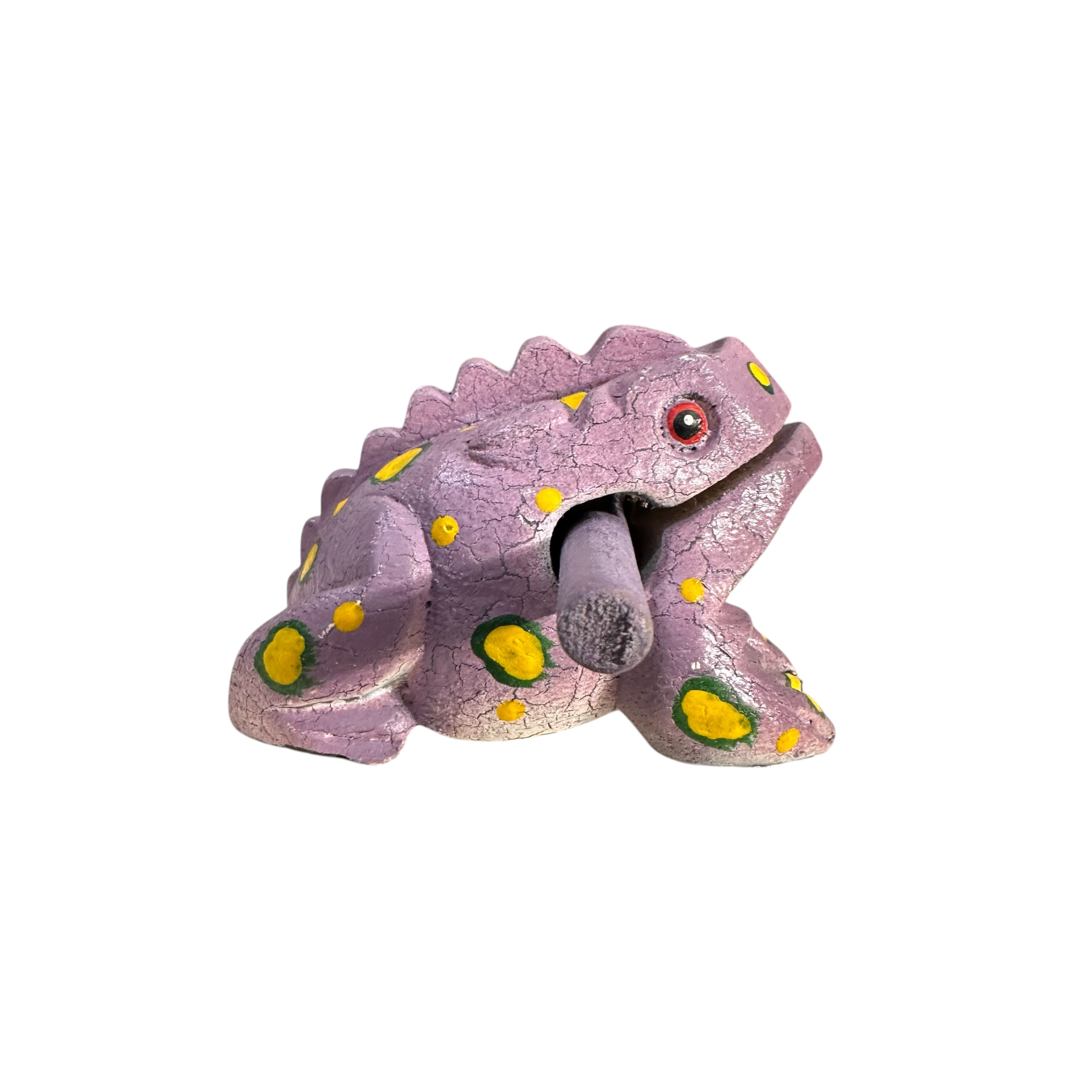 3 inch lavender wooden musical frog percussion instrument