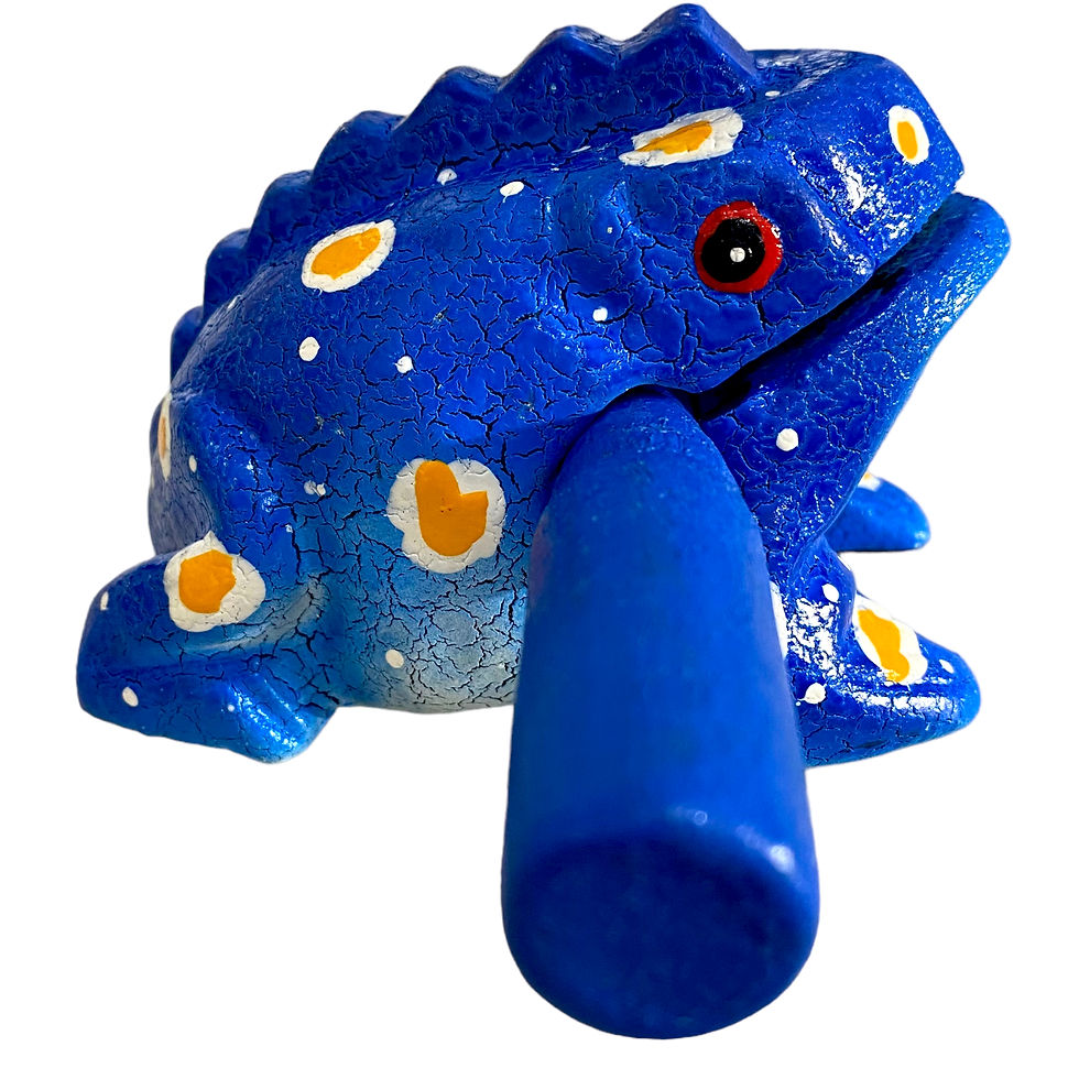 Thumbnail: Blue 1.5 inch wooden musical frog percussion instrument