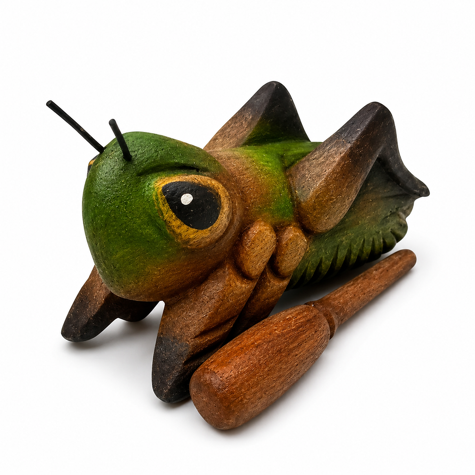 4" Painted wooden cricket instrument with striker