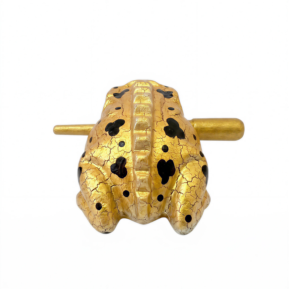 Thumbnail: Egyptian Golden 2-inch wooden musical frog with stick.