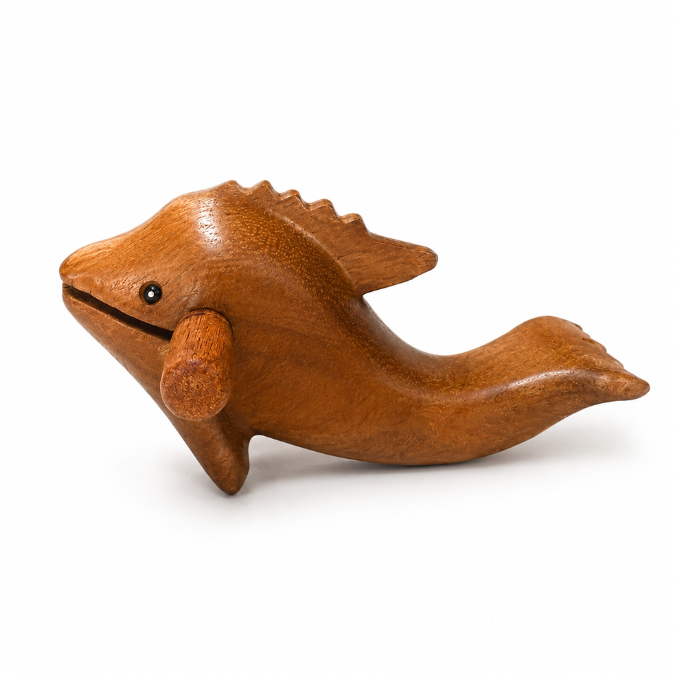 Handcrafted 4 inch oak wooden dolphin carving