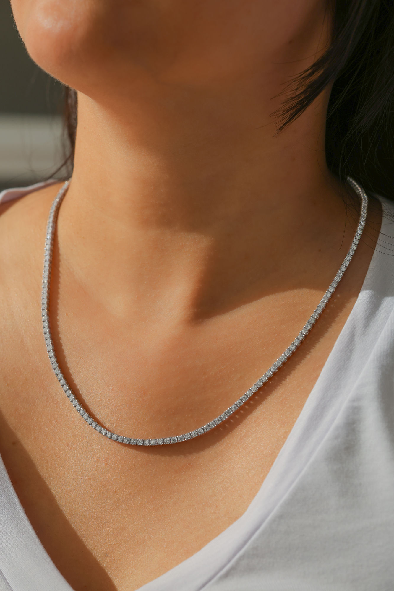 Round Diamond Tennis Necklace 9.36 cts.
