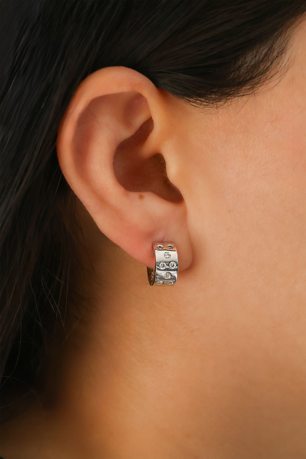 Thumbnail: 3-Row Double-Side  Princess & Round Cut Huggie 0.50 cts.