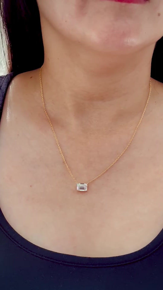 Thumbnail: Lab-Grown Emerald-Cut Diamond Pendant 3 cts.