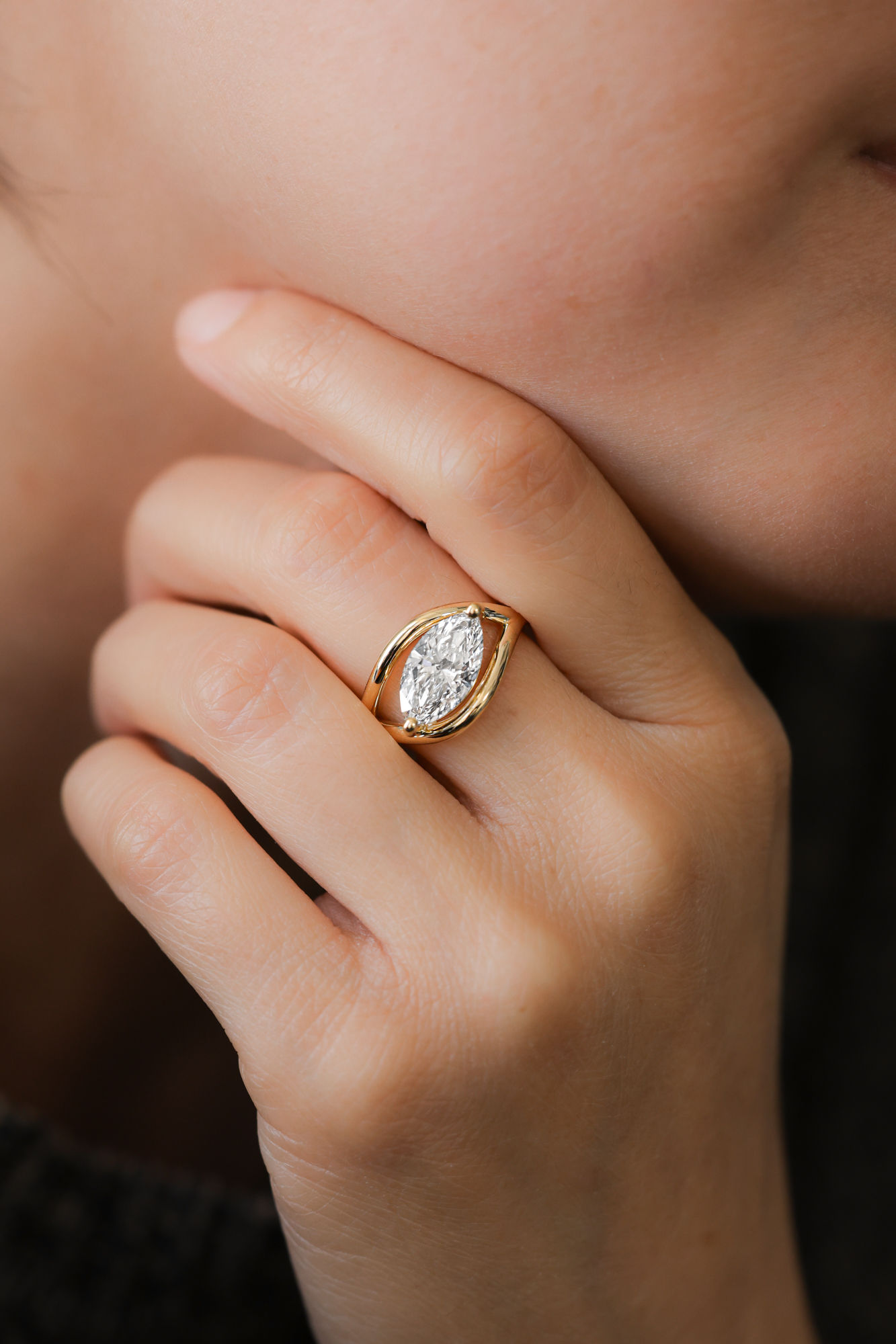 Lab-Grown Marquise-Cut Engagement Ring 2.20 cts.