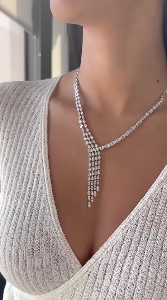 Thumbnail: Lariat 4-Row Diamond Necklace 6.13 cts.