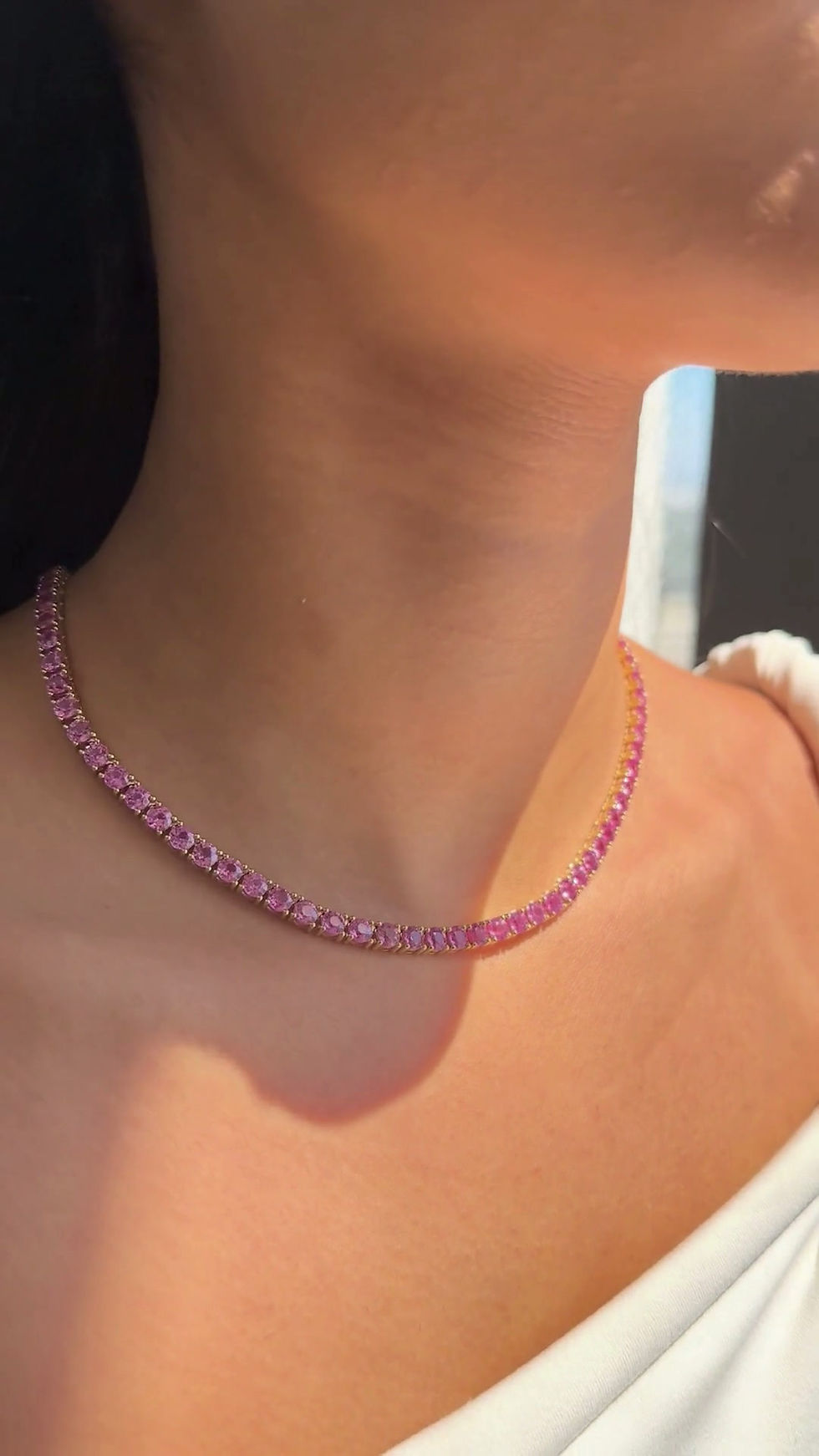 Thumbnail: Pink Sapphire Tennis Necklace 28.95 ct.
