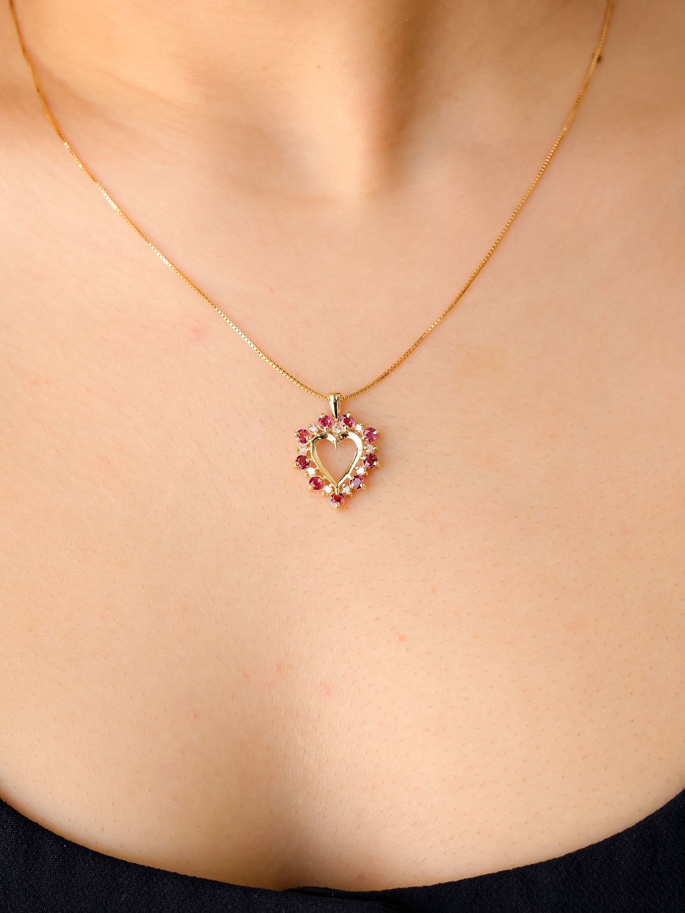 Thumbnail: Diamond & Ruby Heart Pendant 1.30 cts.