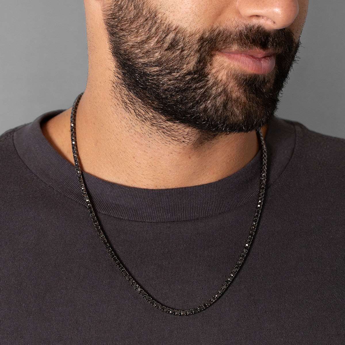 Black Diamond Tennis Necklace