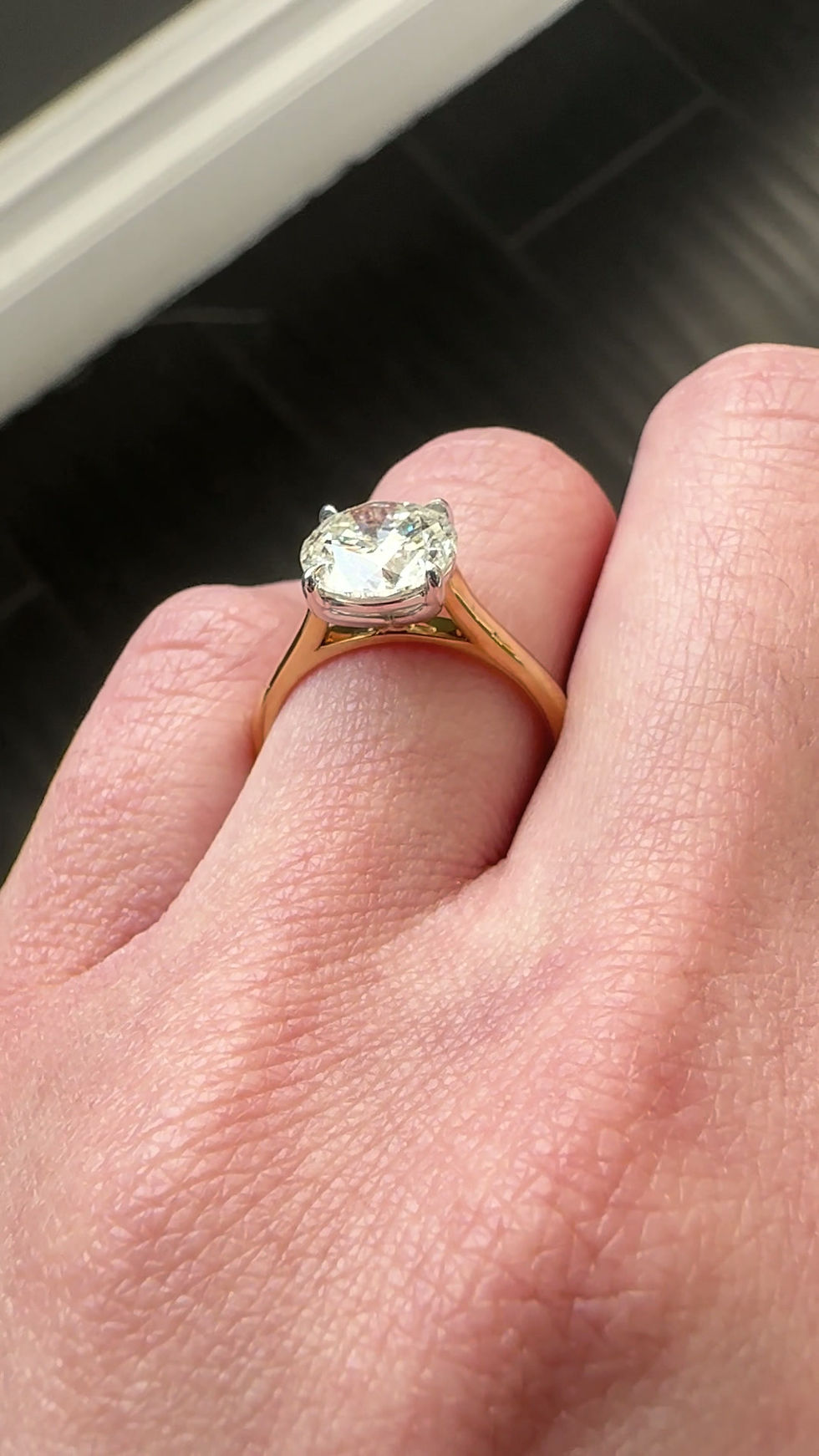 Thumbnail: Yellow Gold Round Diamond Solitaire Engagement Ring 2.32 cts.