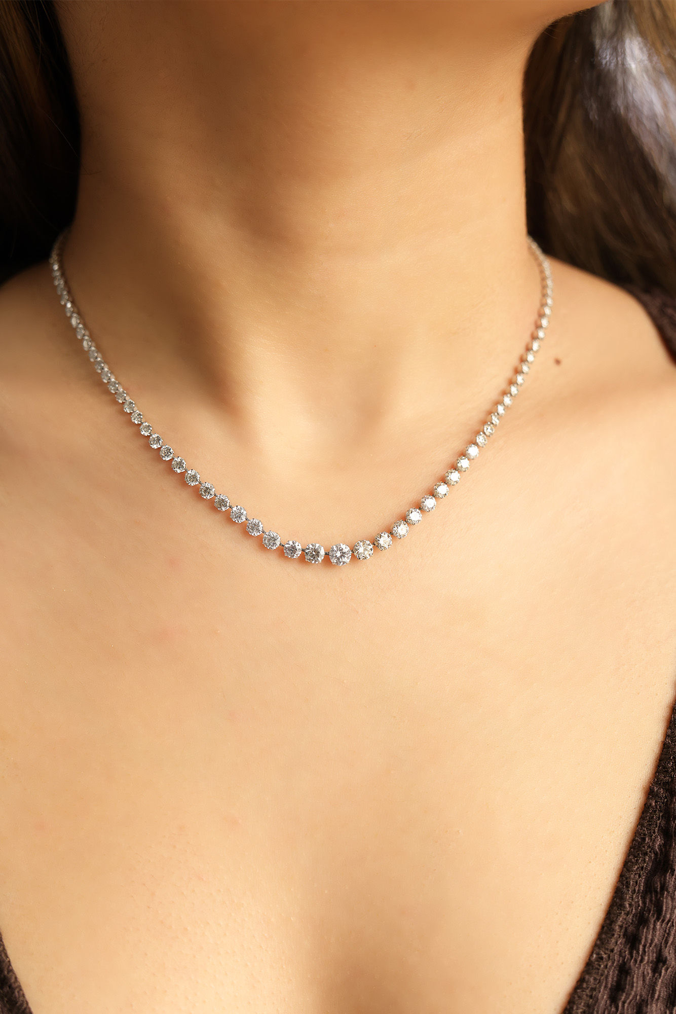 Platinum Gradual Diamond Tennis Necklace 10