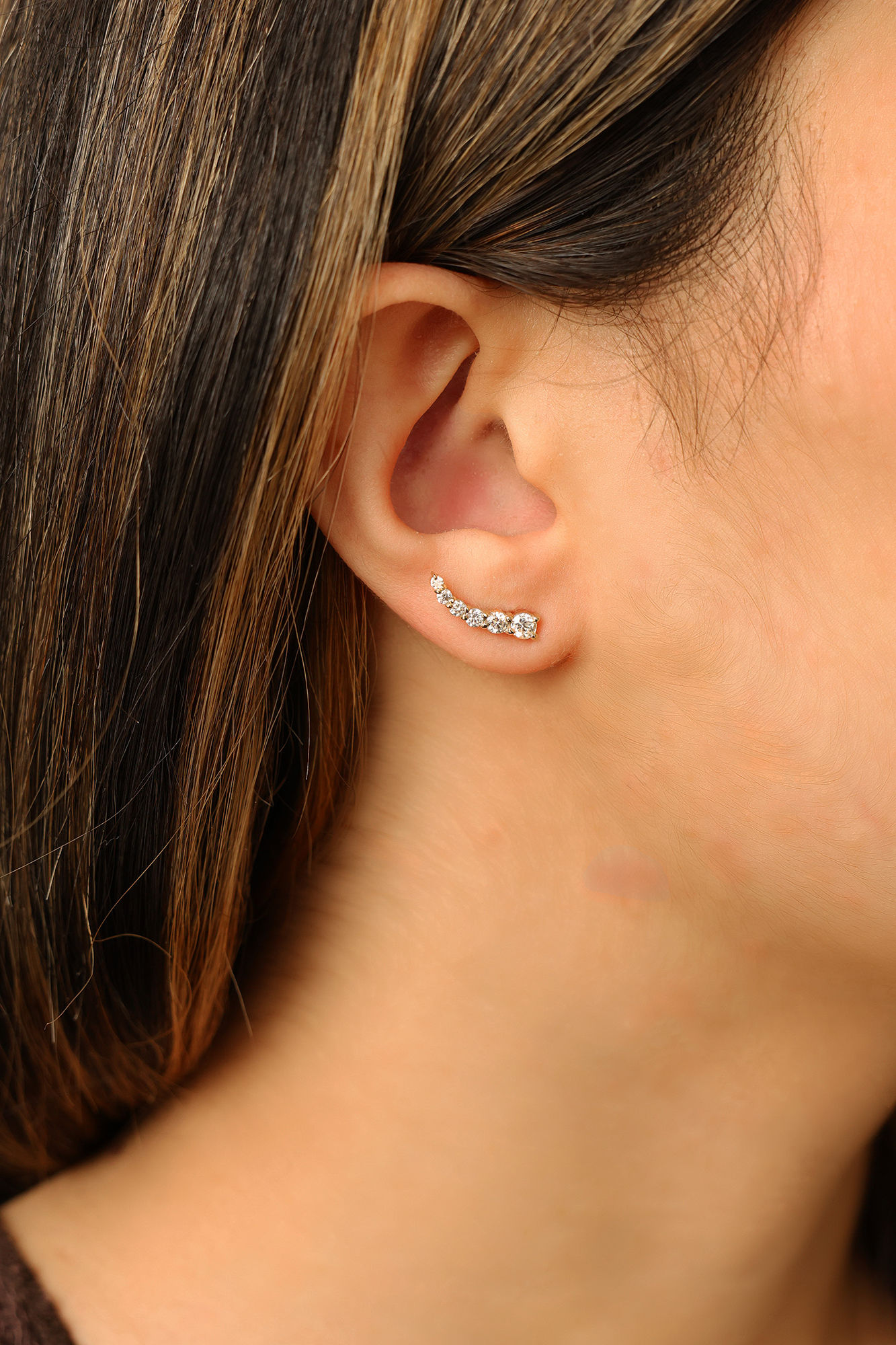 Round Diamond Climber Earrings 0.59 cts.