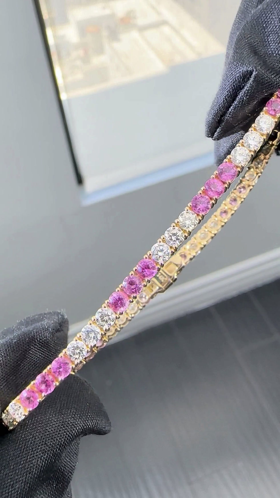 Thumbnail: Classic Diamond & Pink Sapphire Bracelet