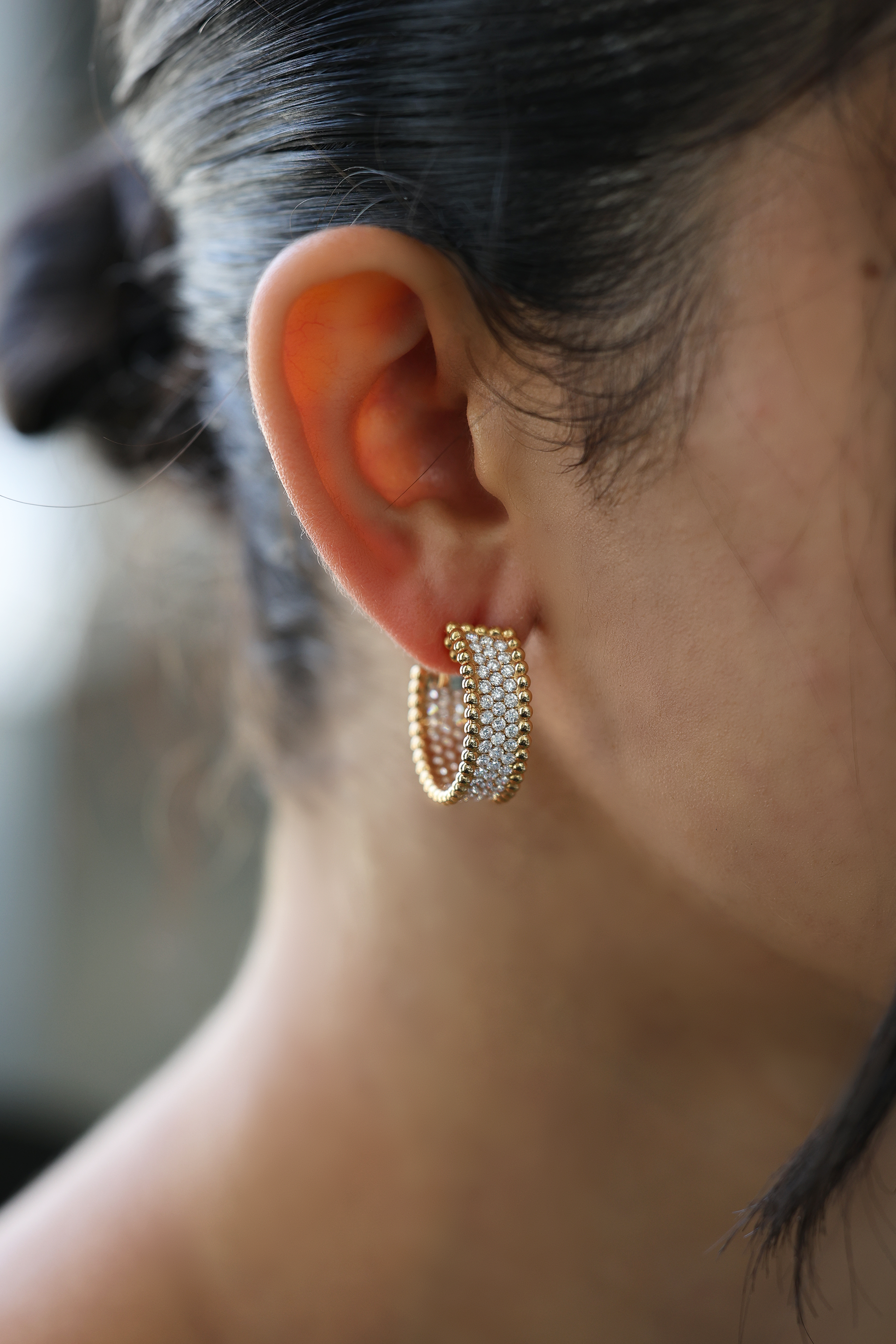 Rose Gold & Diamond Hoops 3 cts.