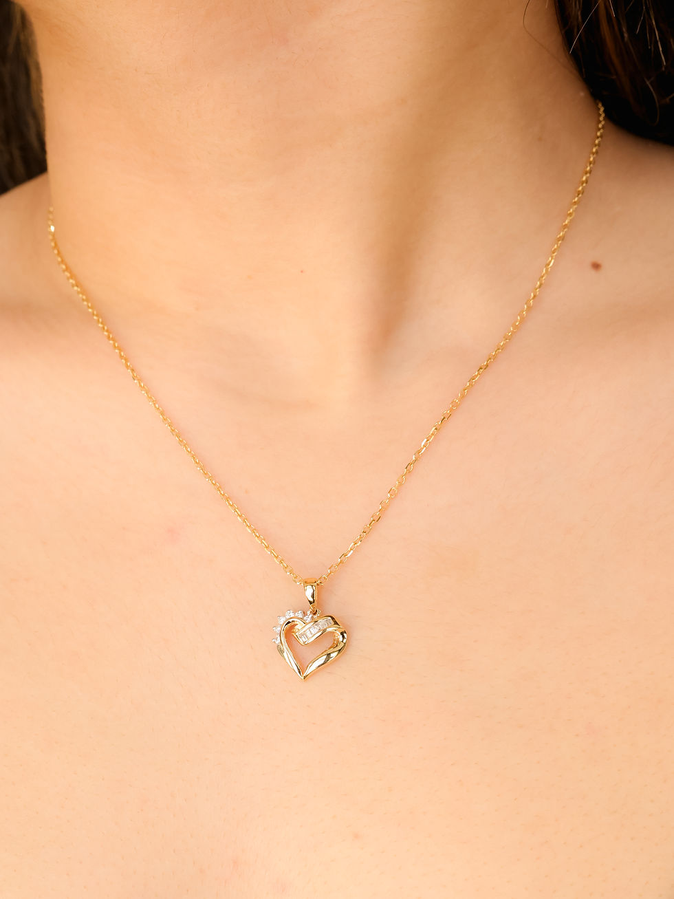 Thumbnail: Yellow Gold Diamond Heart Pendant 0.40 cts.