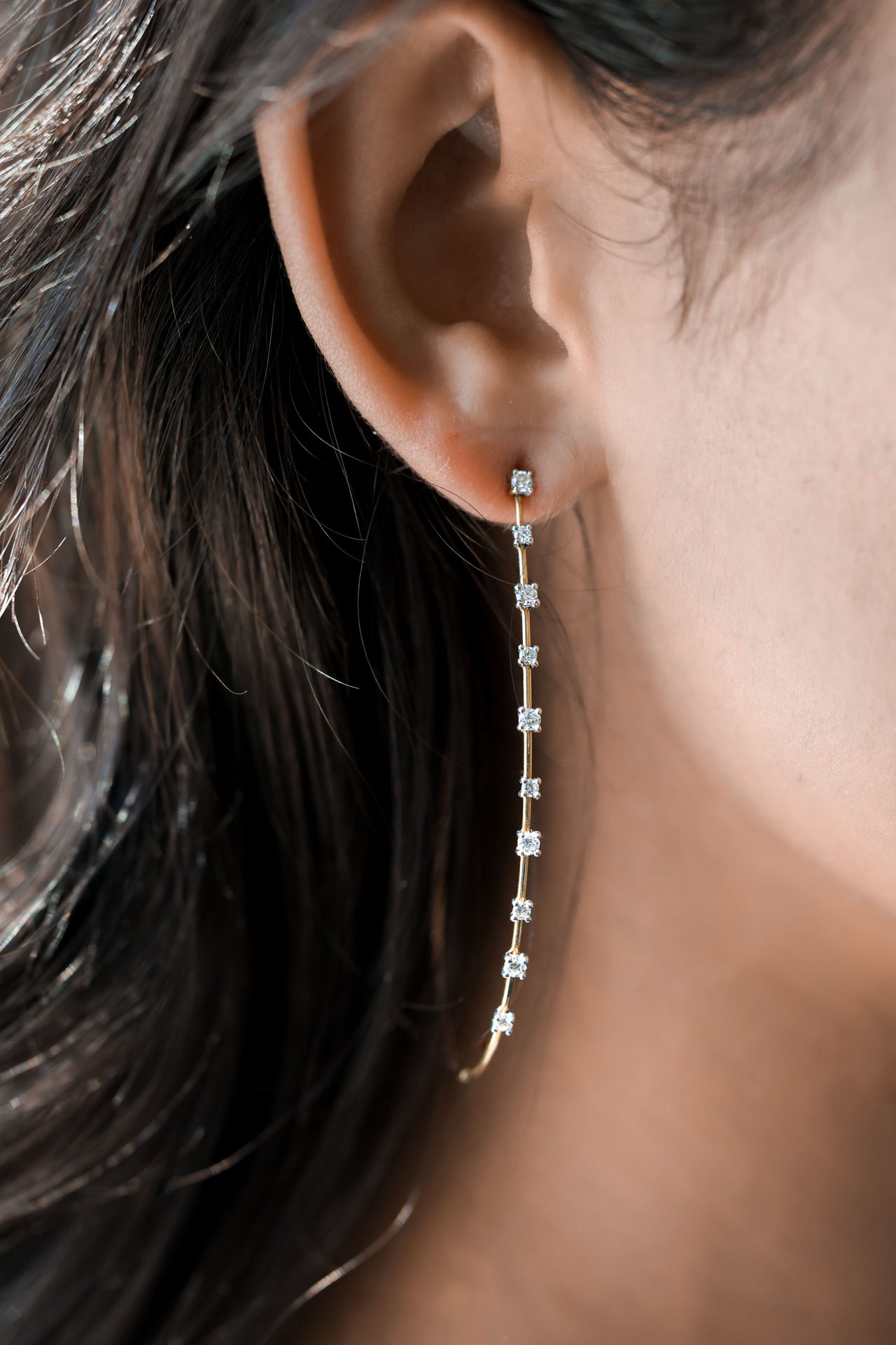 Elongated Diamond Hoops 1 ct.