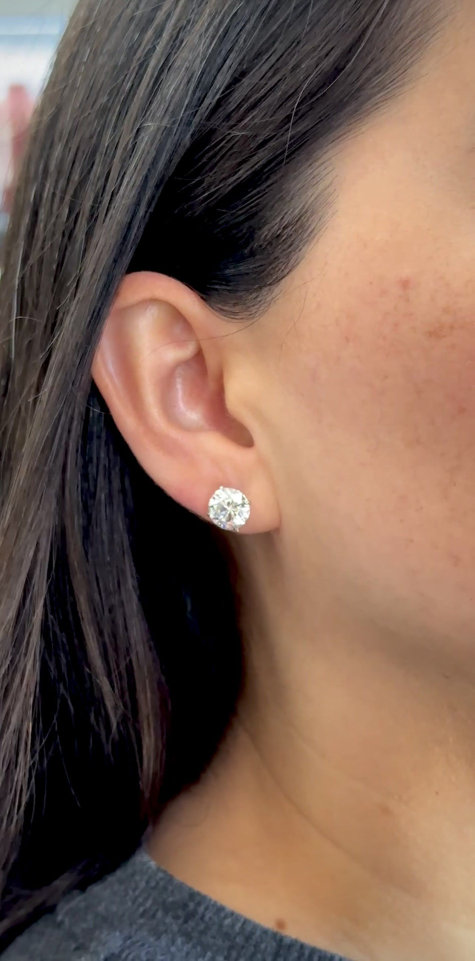 Thumbnail: 3-Carat Natural Diamond Stud Earrings