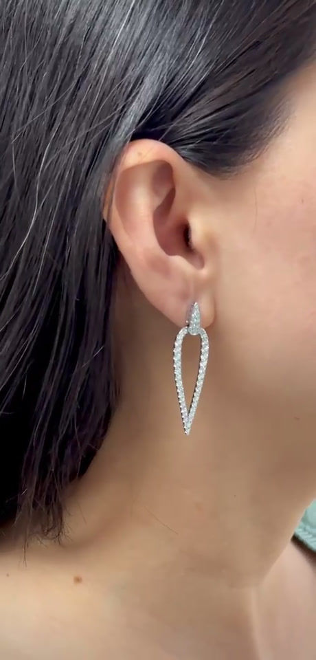 Thumbnail: Diamond Cocktail Earring Pointed Drop 1.90 cts.