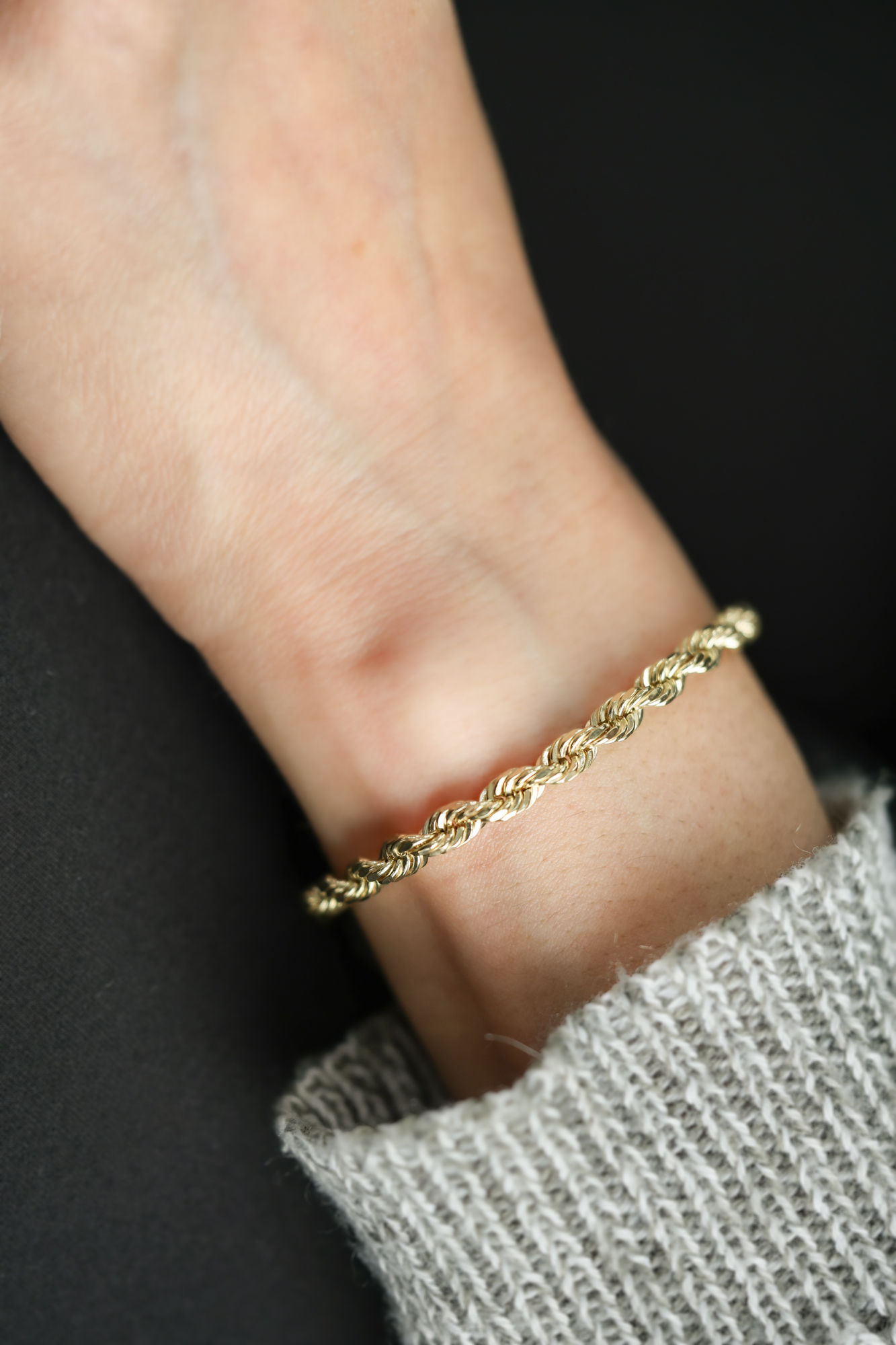 Yellow Gold Rope Chain Bracelet