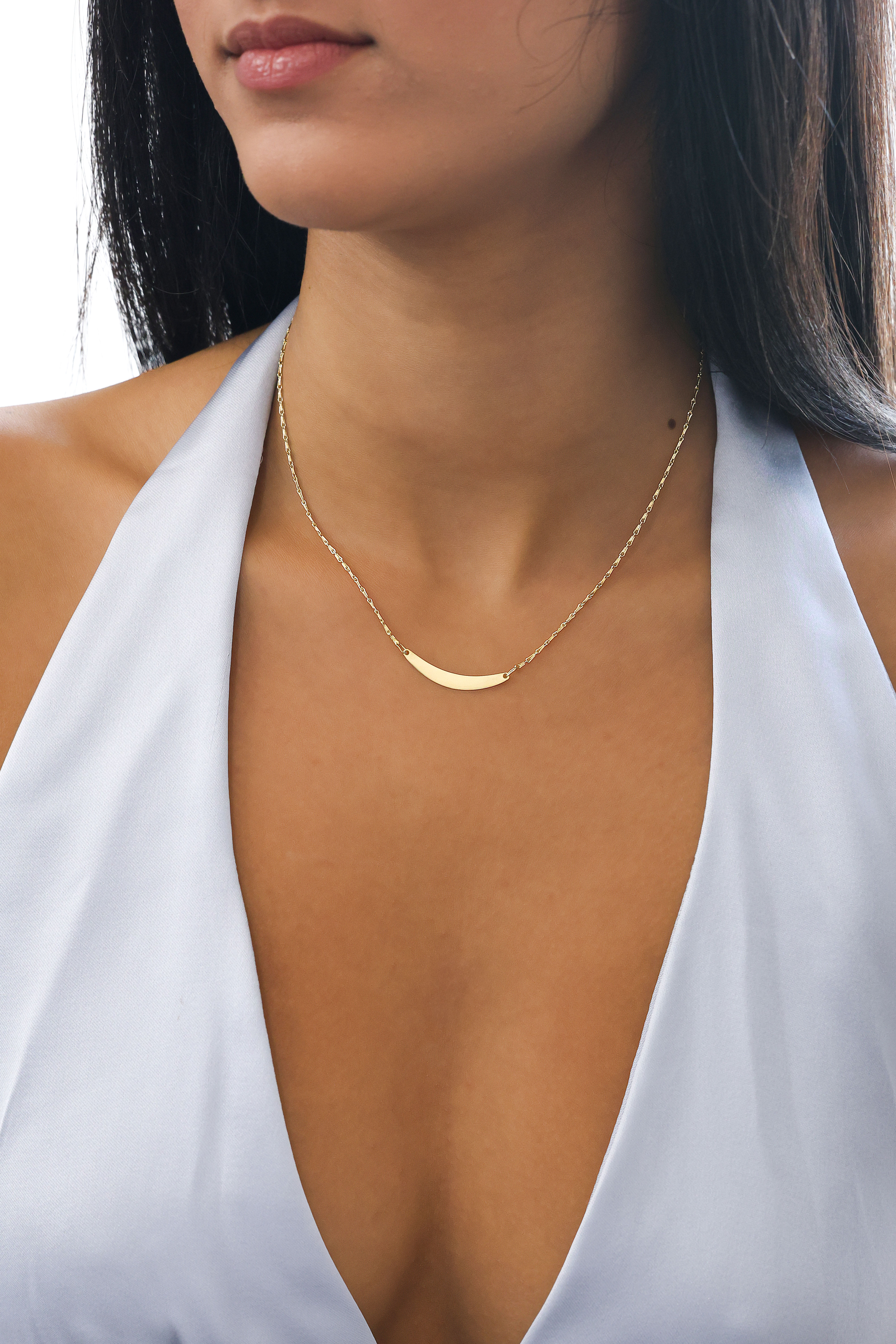 Yellow Gold Moon Shape ID Plate