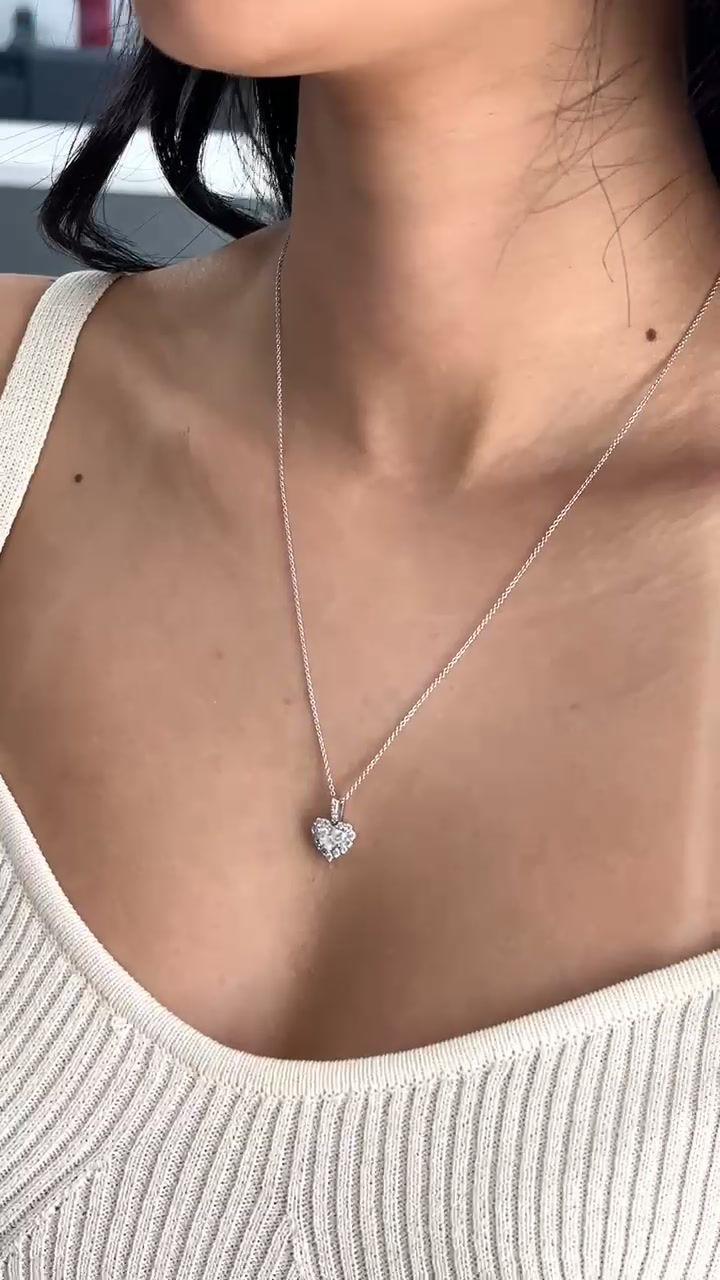 Thumbnail: Diamond Heart Halo Pendant 0.50 cts.