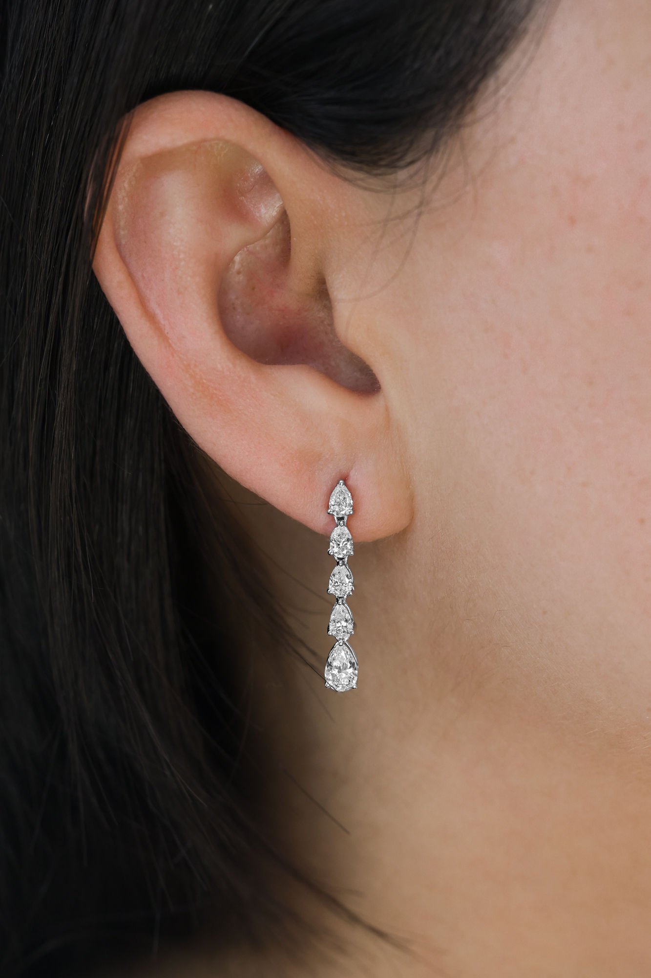 Pear Diamond Dangle Earrings