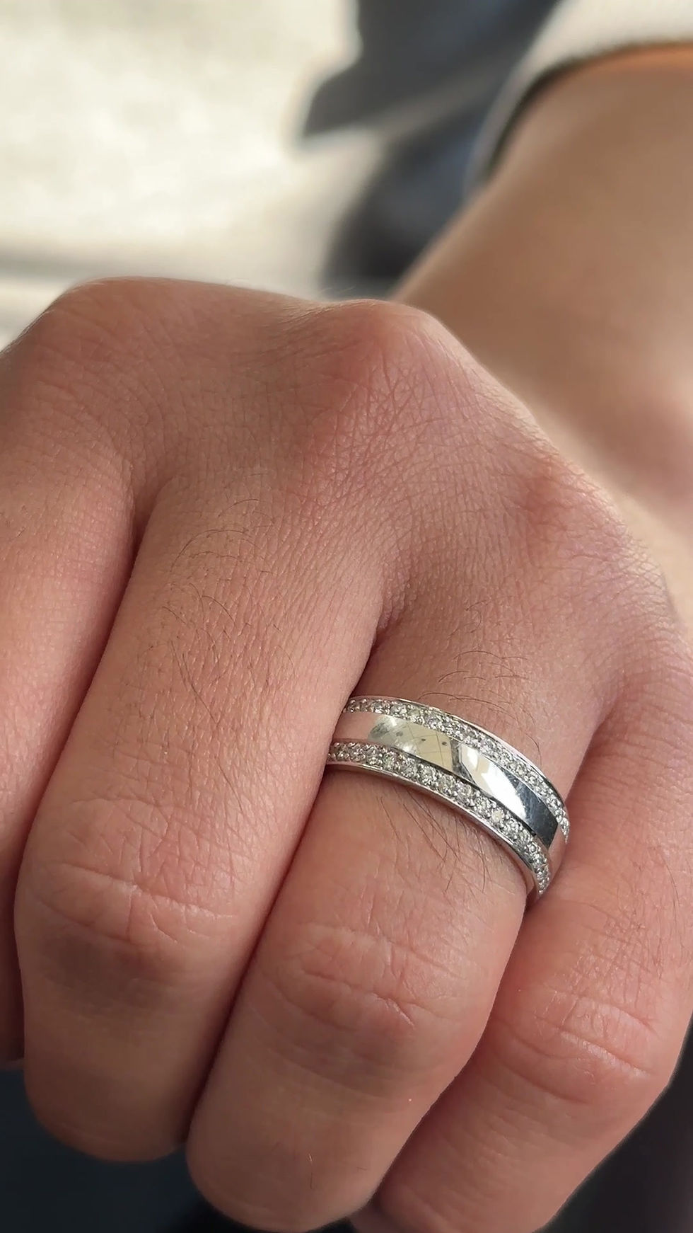 Thumbnail: White Gold Men's Band with Rhodium Finish 1.35 cts.