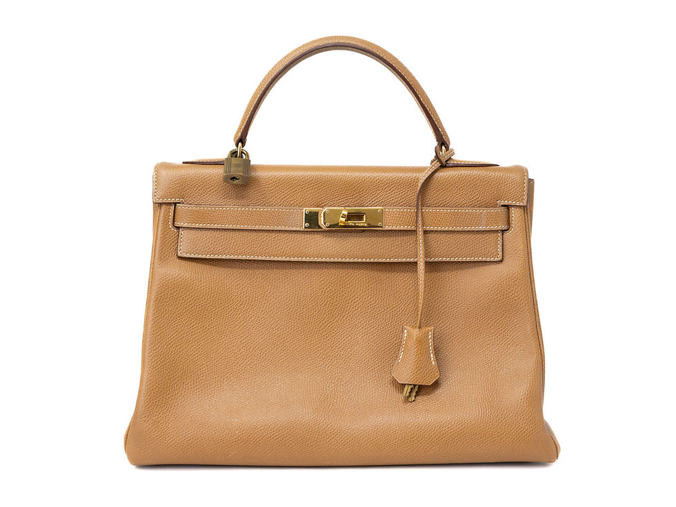 Thumbnail: Vintage Hermes Kelly 32 Sellier Naturel Courchevel