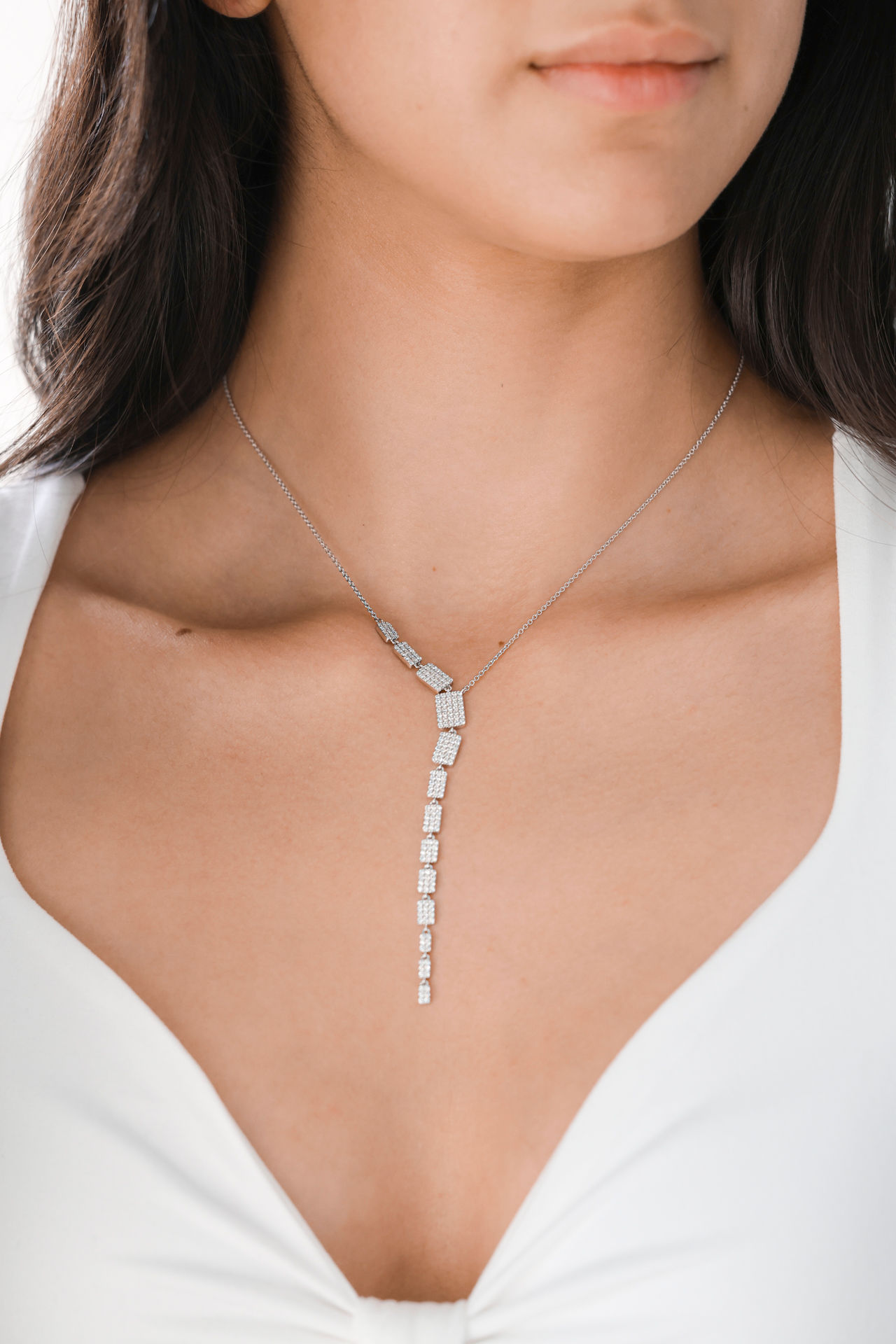 Lariat Geometric Diamond Necklace 1.23 cts.