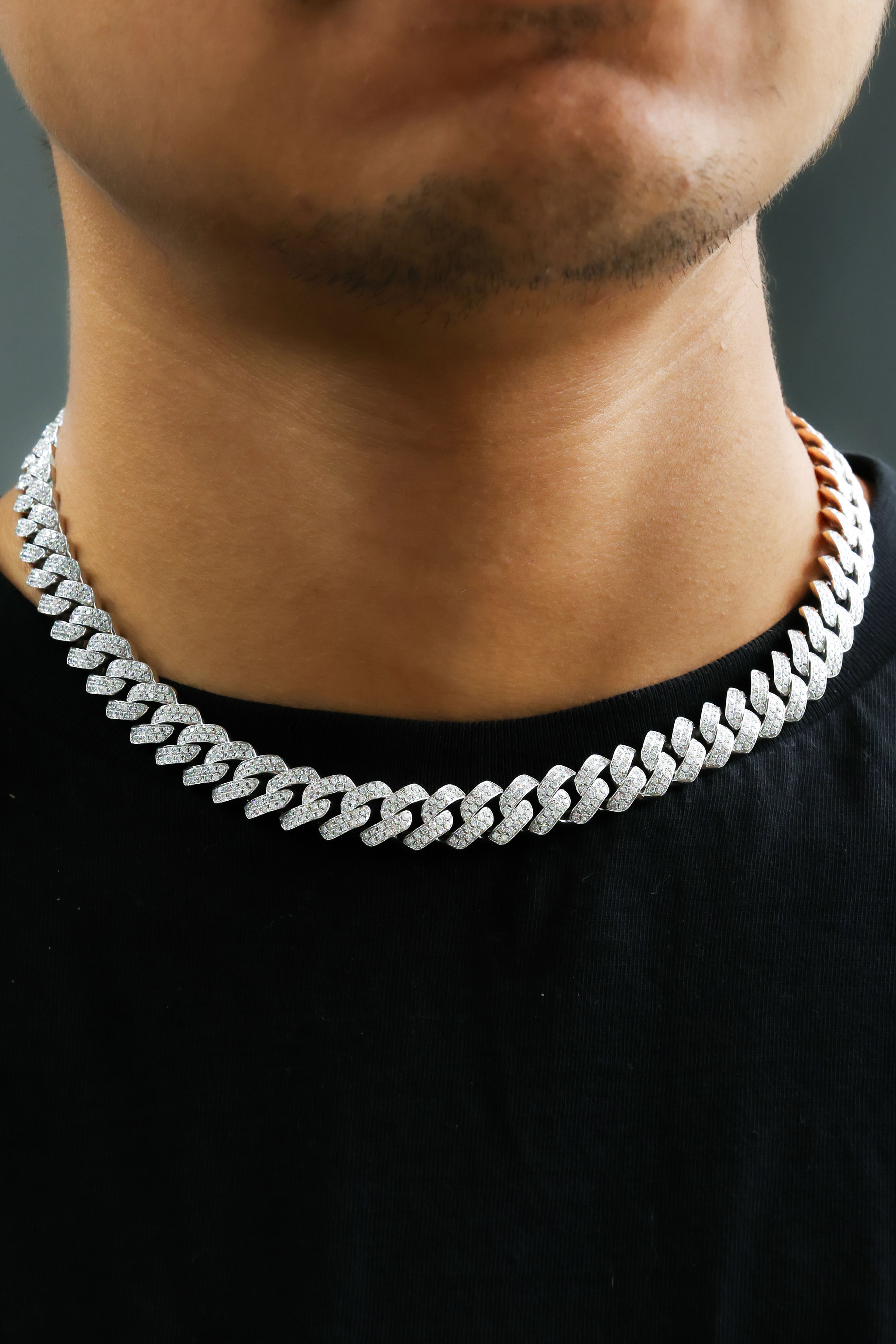 White Gold Cuban Link Necklace 15.79 cts.