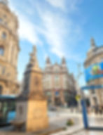 Busy street corner in Budapest