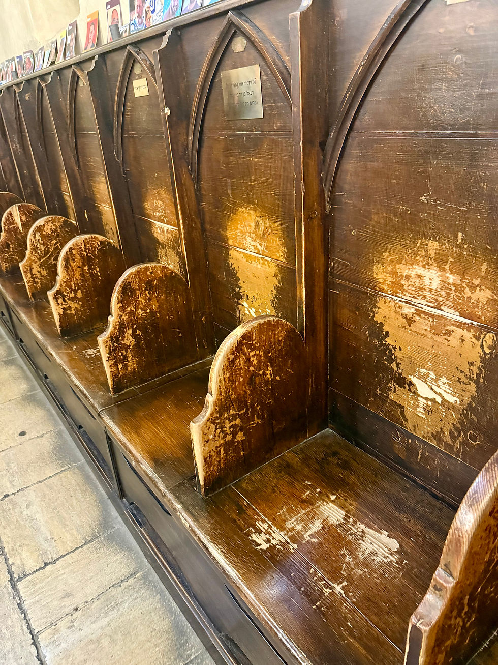 Worn benches in Prague Synagogue