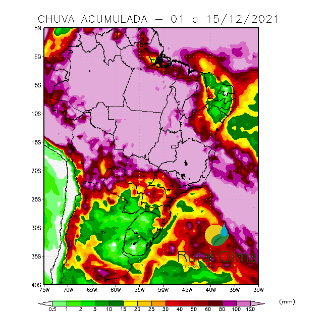 Mapa: Rural Clima | Chuva acumulada - 01 a 12/12/2021
