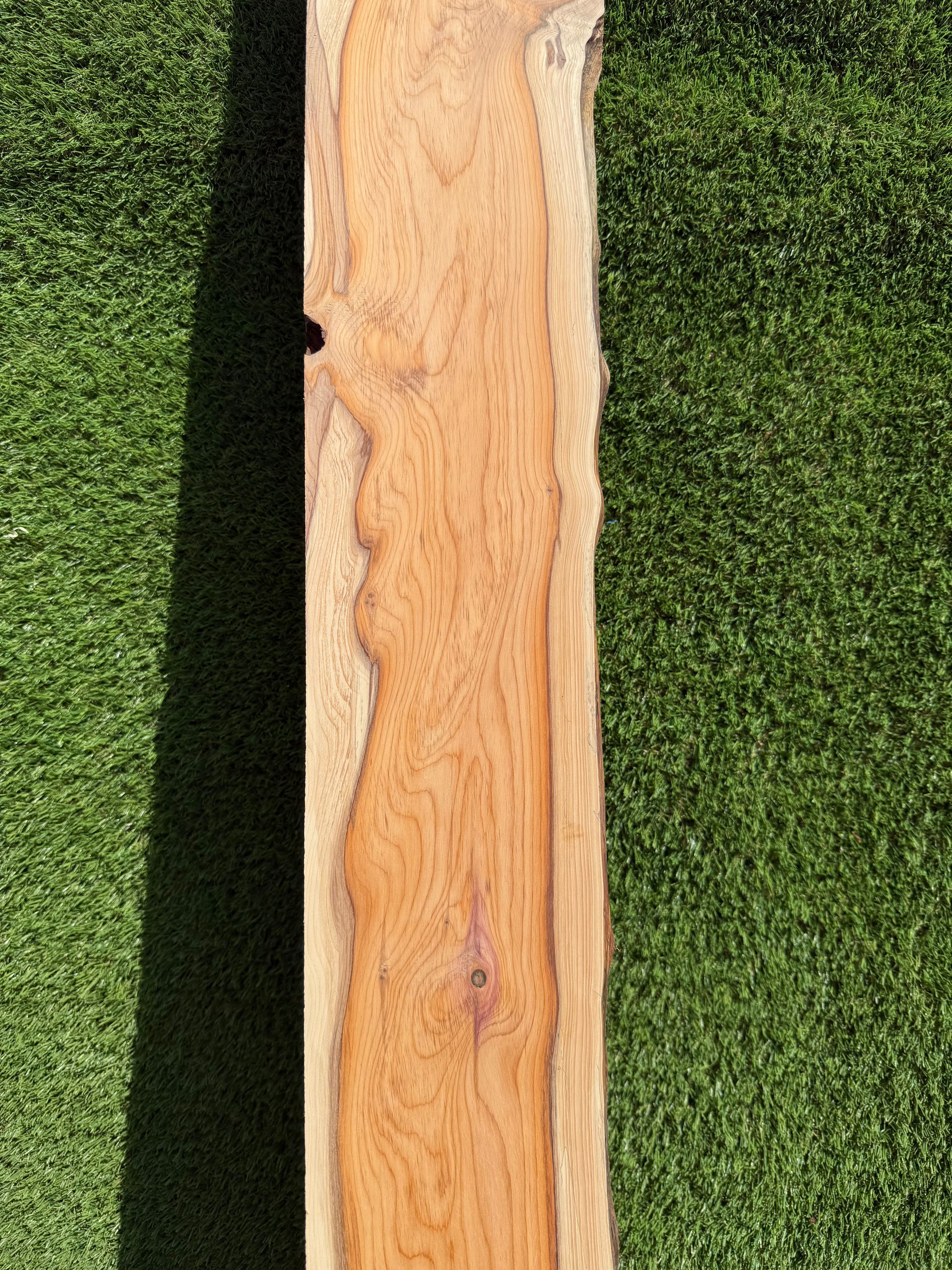 live edge yew shelf