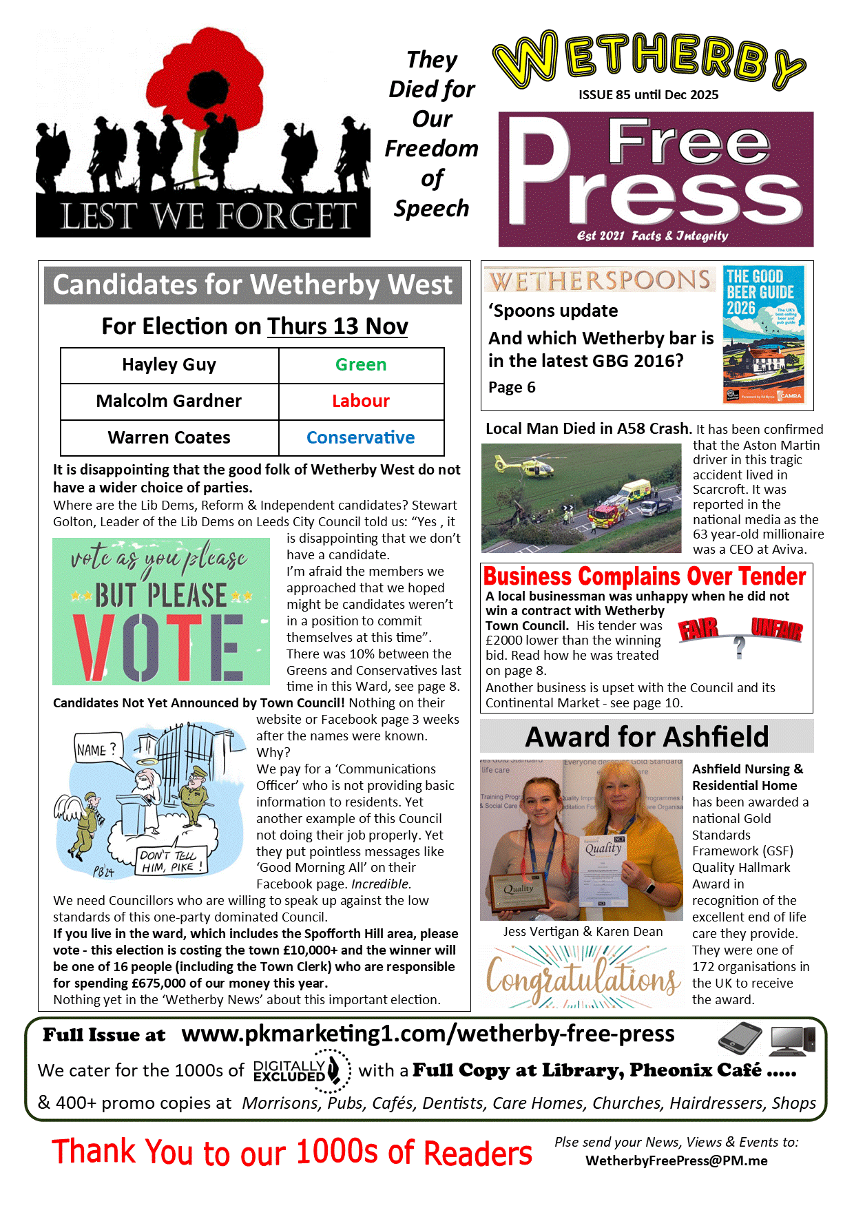 ISSUE 85 Page 1 Wetherby Free Press Nov25.gif