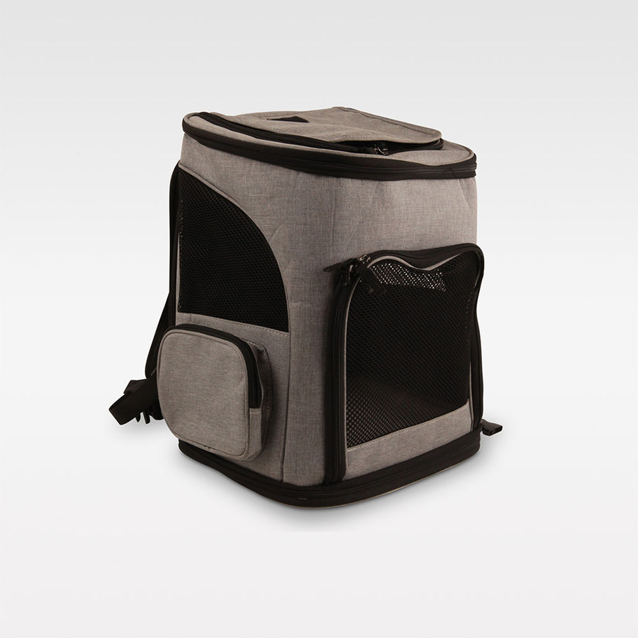 Erweiterbarer grauer Hunderucksack für kleine Hunde bis 5 kg – komfortabel, sicher und ideal für Reisen.