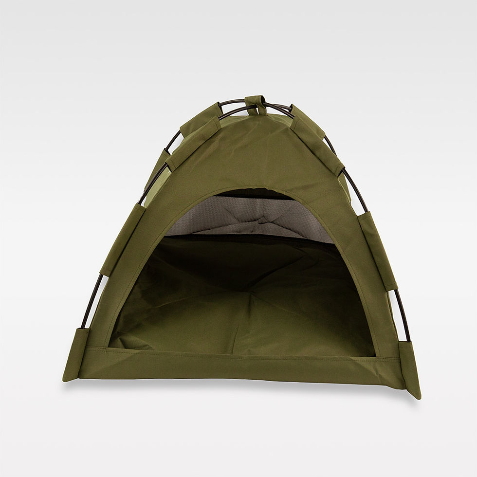 Militärgrünes Hundezelt mit Belüftungsnetz, 50x50 cm, ideal für Garten, Camping und Outdoor-Nutzung.