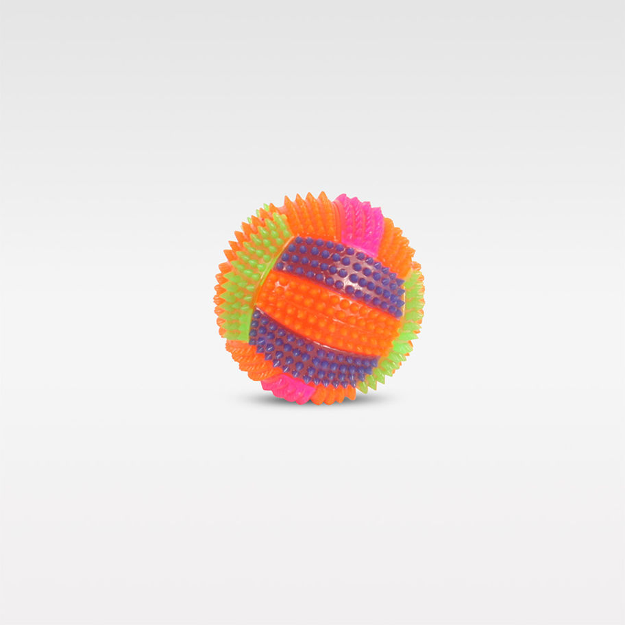 Leuchtender Quietschball für kleine Hunde aus Gummi mit Zahnpflege-Oberfläche, ideal zum Spielen & Apportieren-Lilafarbmix