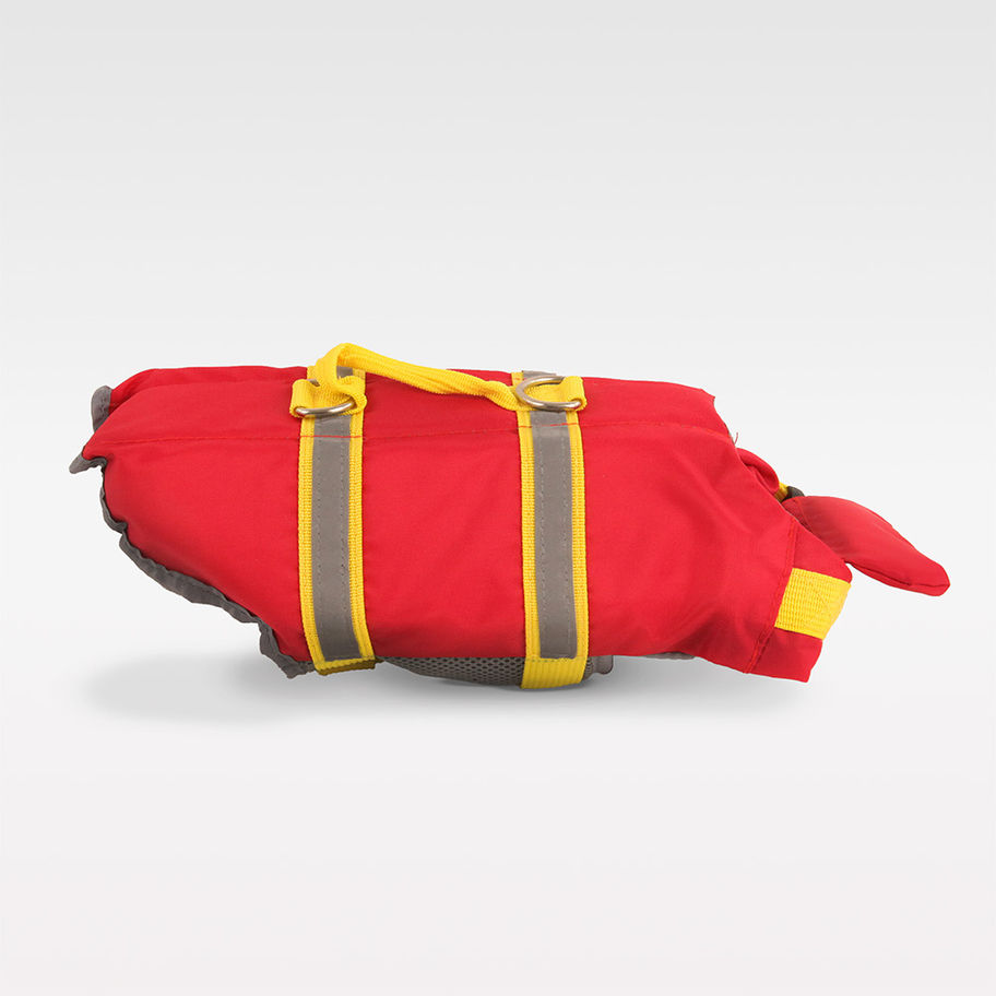 Rote Schwimmweste für kleine Hunde, sorgt für Sicherheit und Komfort beim Schwimmen mit verstellbaren Riemen.
