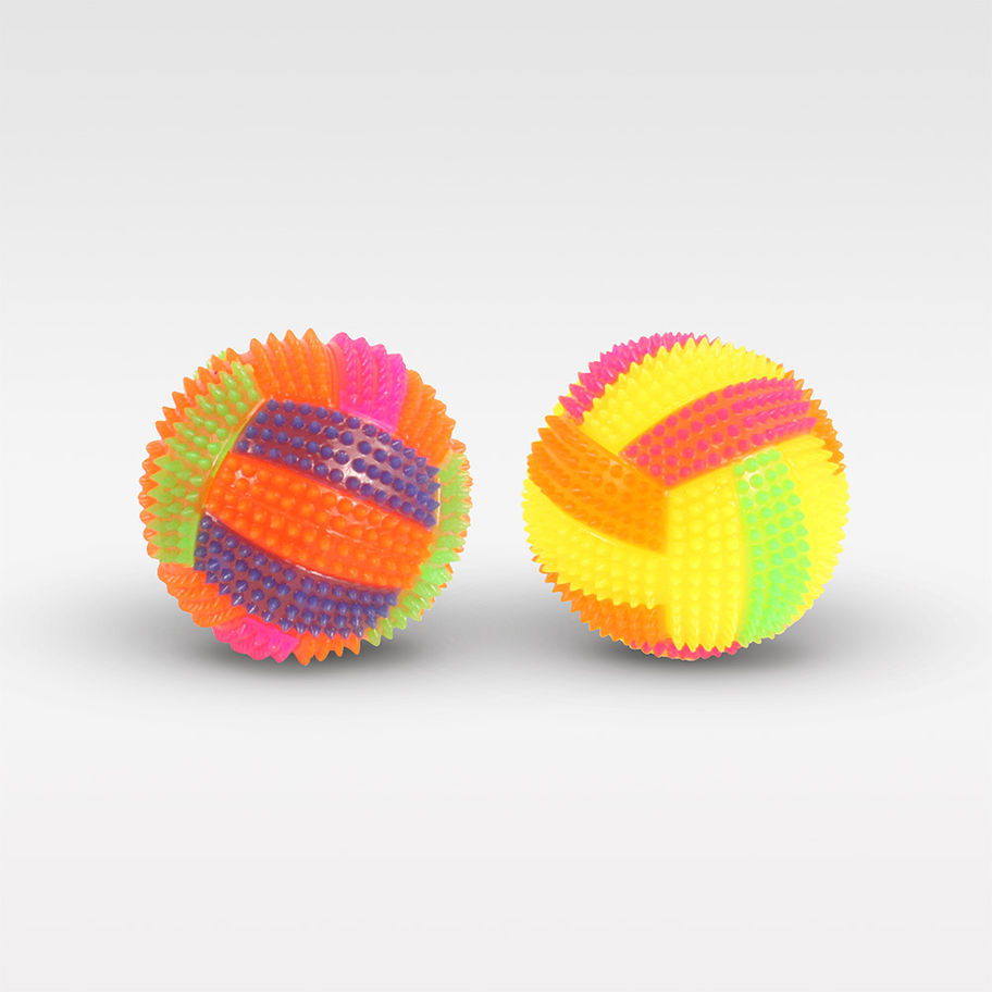 Leuchtender Quietschball für kleine Hunde aus Gummi mit Zahnpflege-Oberfläche, ideal zum Spielen & Apportieren - Balls duo.