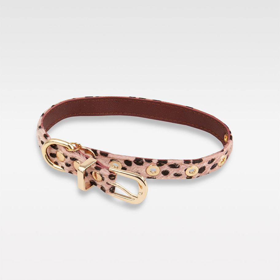 Rosarotes Hundehalsband im Leopardmuster – verstellbar & bequem für kleine Hunde – vipdogswiss