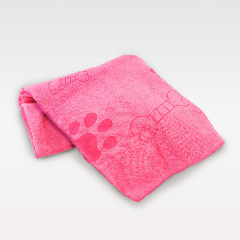 Rosarotes Mikrofaser-Badetuch für kleine Hunde, saugstark, weich, ideal zum schnellen Trocknen nach dem Bad oder Regen.