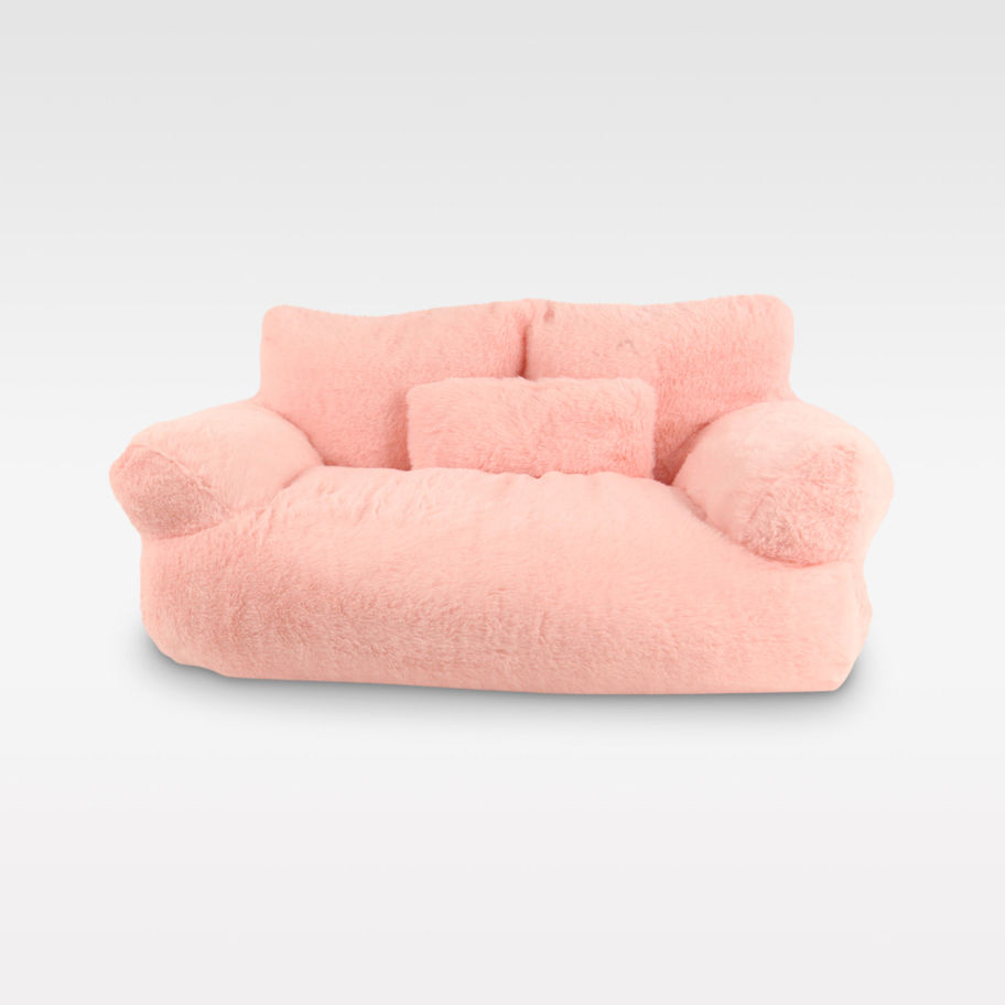 Rosarotes Hundesofa für kleine Hunde – weiches Plüschbett im Prinzessinnen-Stil, ideal für stilvollen Komfort