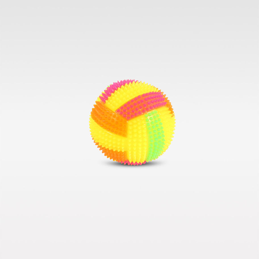 Leuchtender Quietschball für kleine Hunde aus Gummi mit Zahnpflege-Oberfläche, ideal zum Spielen & Apportieren-Orangfarbmix
