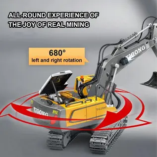 rc excavator toy with 680 degree rotation realistic mining play construction vehicle