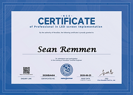 NovaStar Certification for NovaStar processors; NovaLCT Software and H-Series. Certification completed at NovaStar by NCE. (NovaStar Certified Engineer).