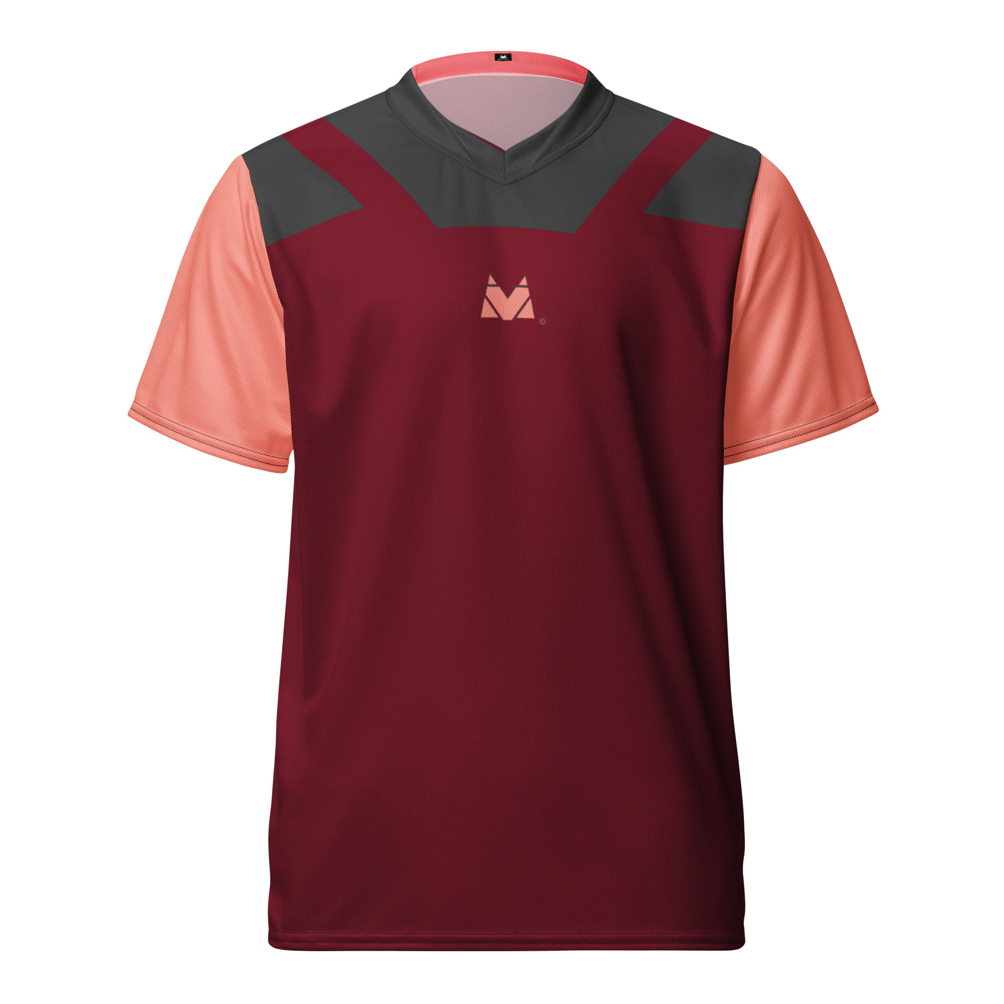 Recycled unisex sports jersey Milla Sports Pink Salmon Bordeaux and Dark Grey