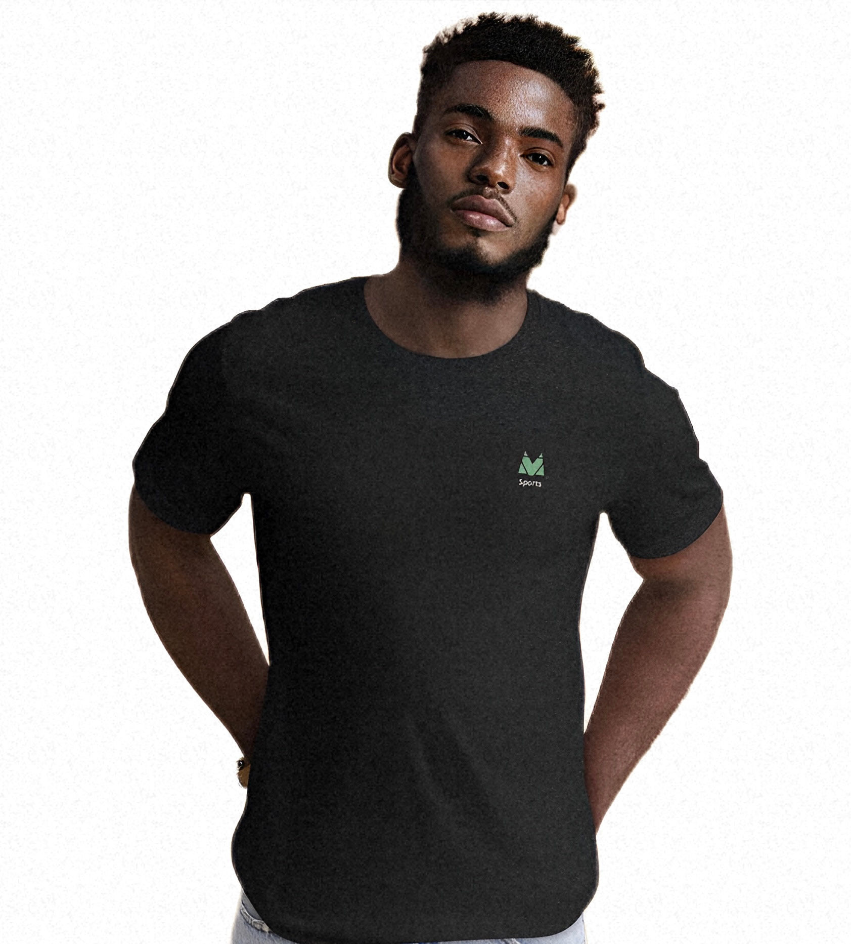 T-shirt Homme Noir Logo vert Brodé